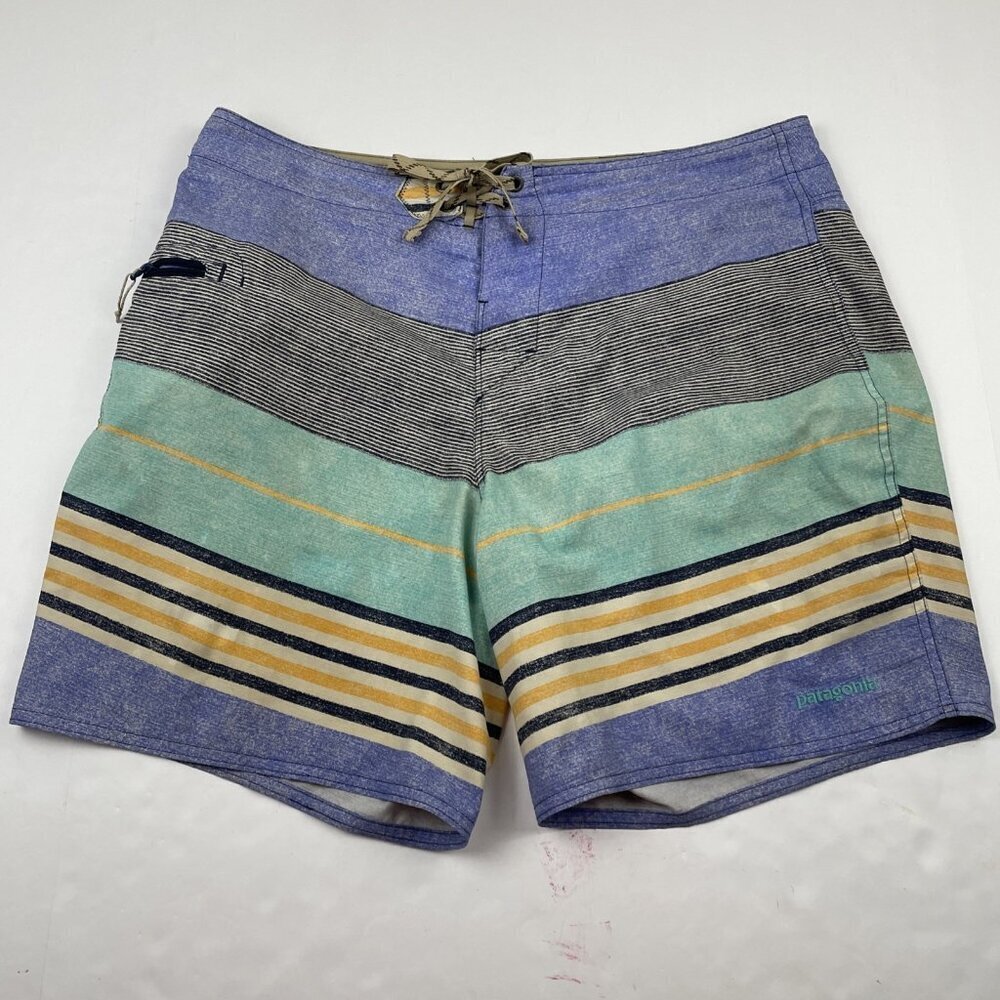 Patagonia Boardshorts Men’s 35  Striped Swim Trunks Beach Outdoor Surf Poly